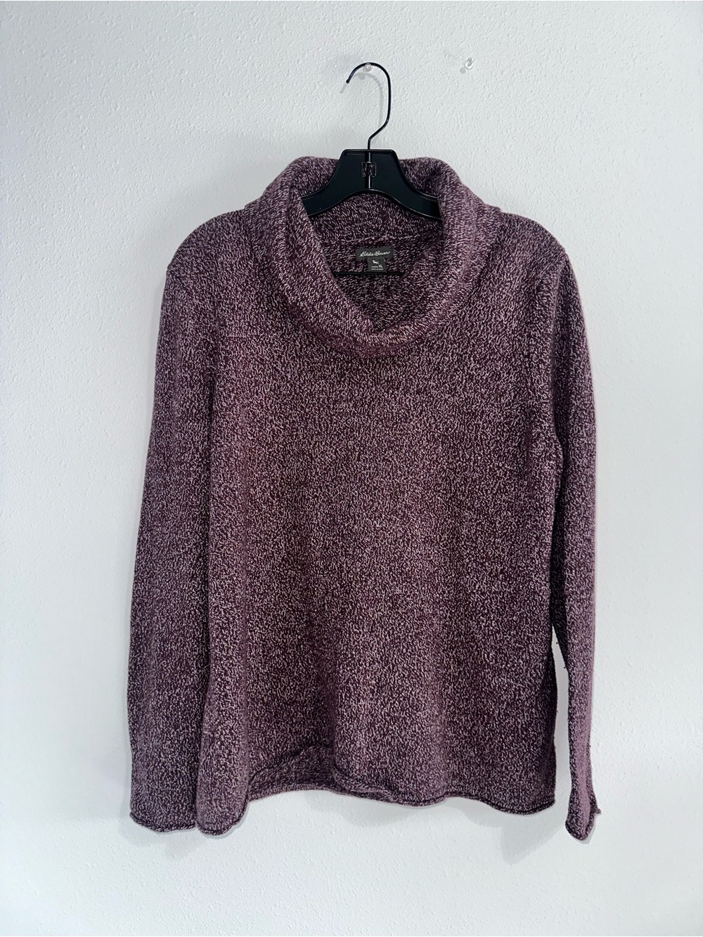 Eddie Bauer Heathered Plum Cowl Neck Sweater